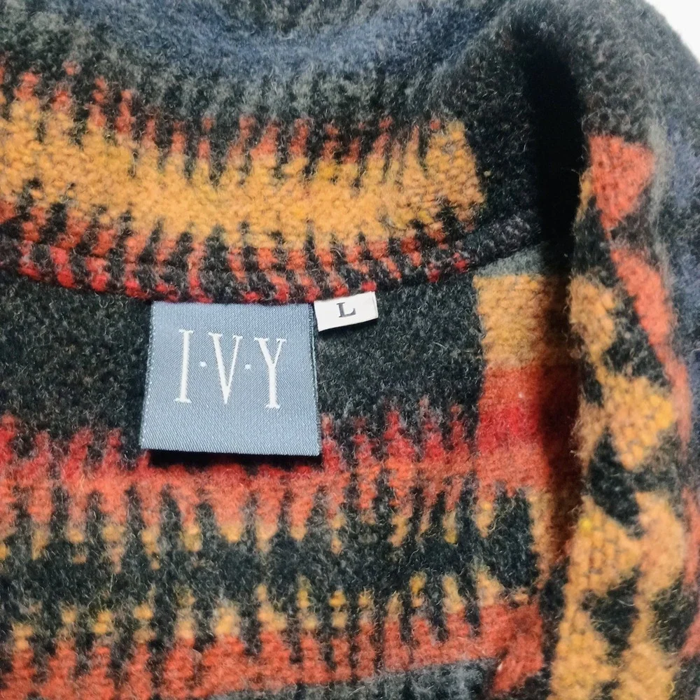 Vtg IVY Wool Blend Aztec Country Western Red Gold Vest Large - Picture 3 of 7